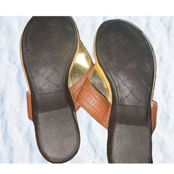 SOLD! Ralph Lauren Kendra Genuine Pebble Leather (11878  A/15) Thong Sandal 9.5B - Picture 12 of 14